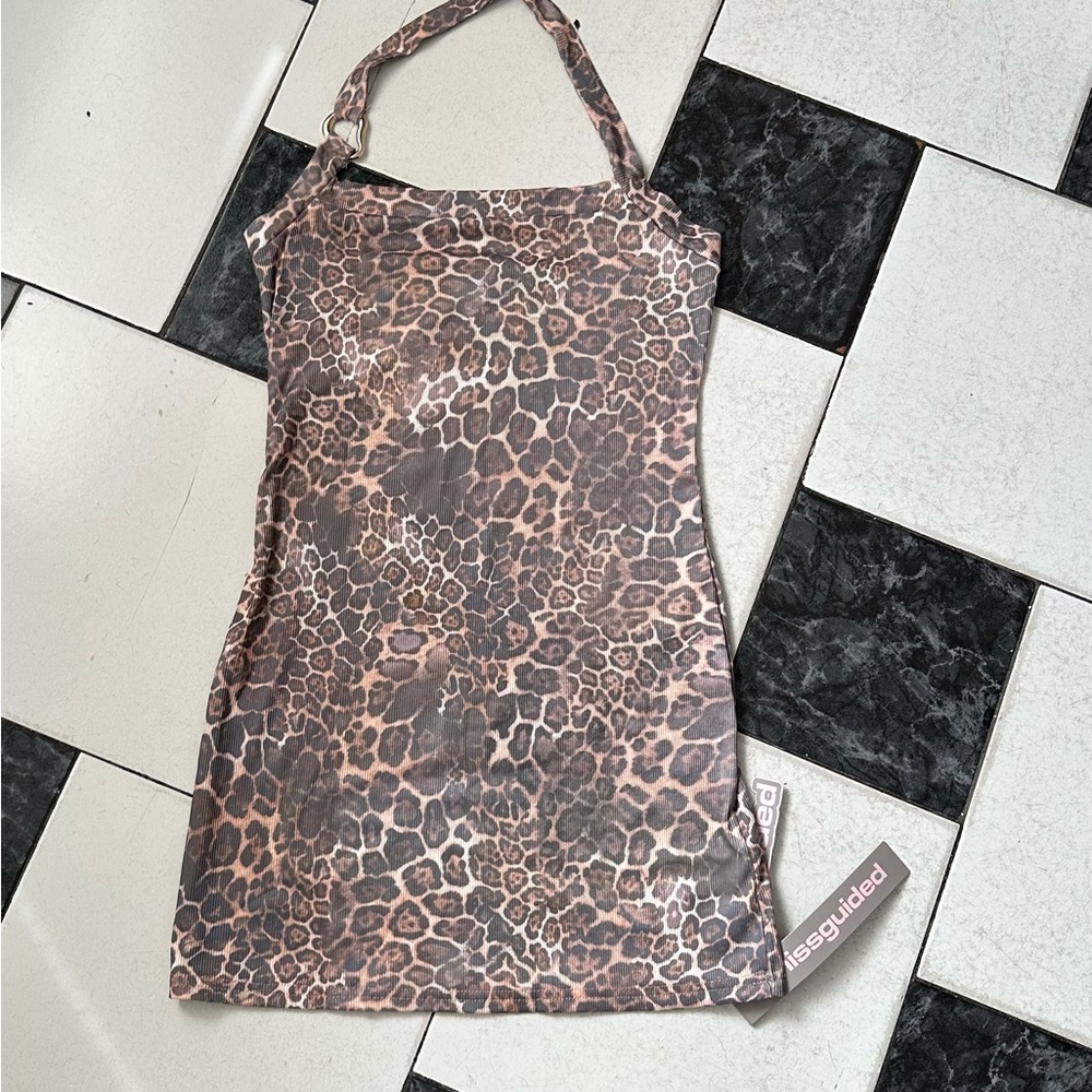 Missguided Animal Print Halter Dress
